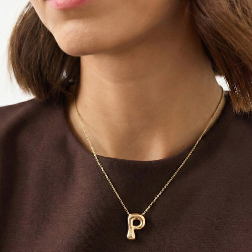 Bubble Initial (N) Pendant Necklace Gold