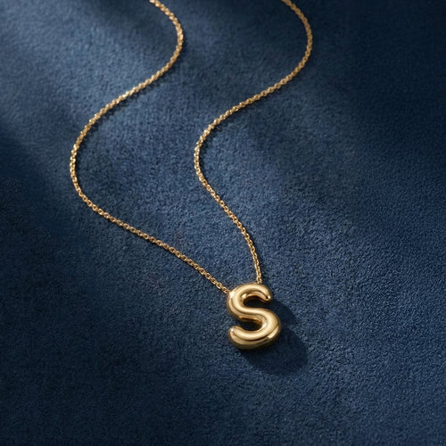 Bubble Initial (P) Pendant Necklace Gold
