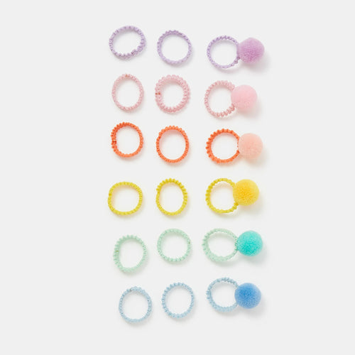 Girls Pom-Pom Hair Band Set Of 18