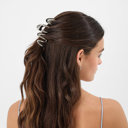 Silver Metal Wiggle Hair Claw Clips