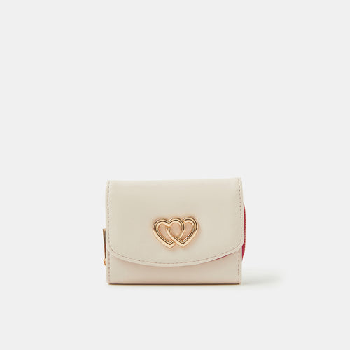 Double Heart Faux Leather Purse