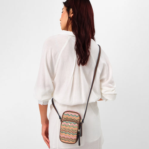 Stripe Raffia Phone Bag