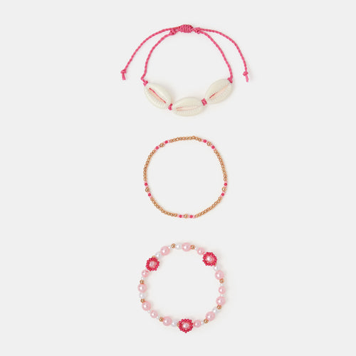 3-Pack Girls Shell Beaded Bracelets