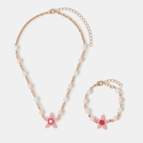 Girls Beaded Starfish Necklace & Bracelet Set