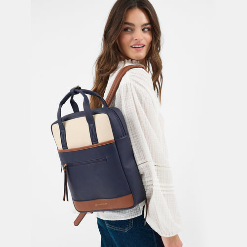 Faux Leather Backpack Blue