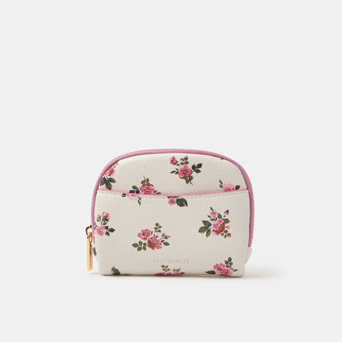 Cream Floral Print Coin Purse