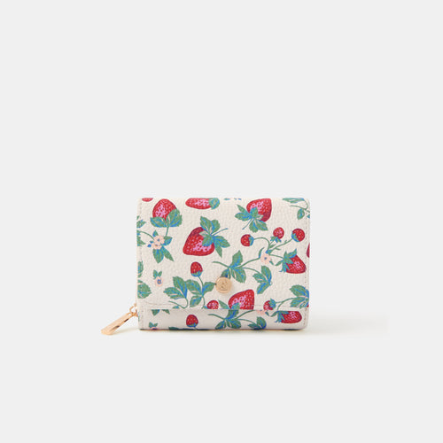 Strawberry Print Tri Fold Purse