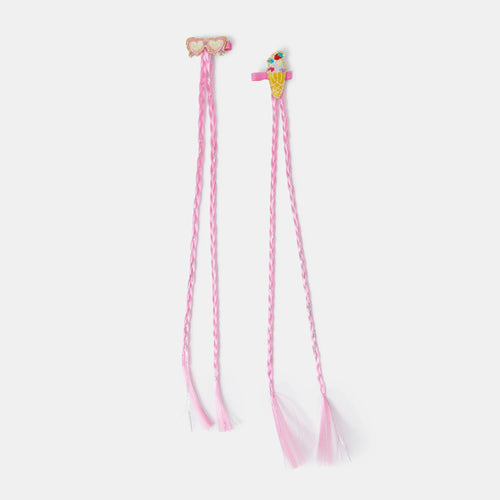 Girls Ice Cream Plait Fake Hair Clips Set of 2
