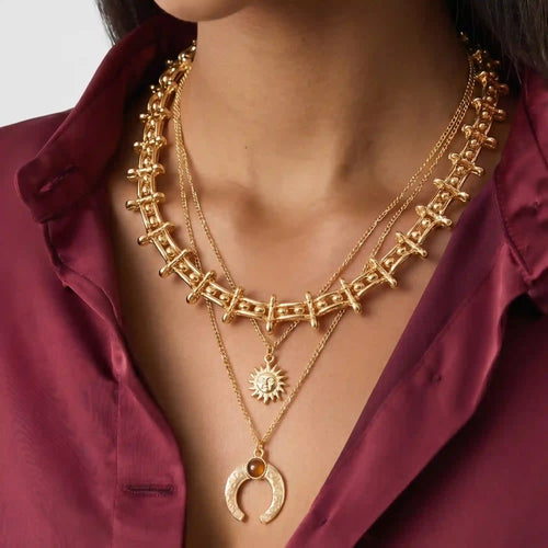 Horseshoe Pendant Layered Necklaces Pack of 2