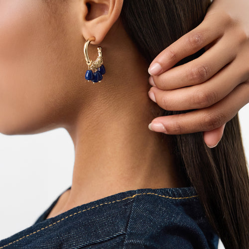 Bead Charm Hoop Earrings