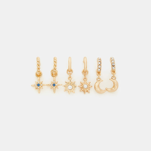 Celestial Charm Huggie Hoop Earrings Pack of 3