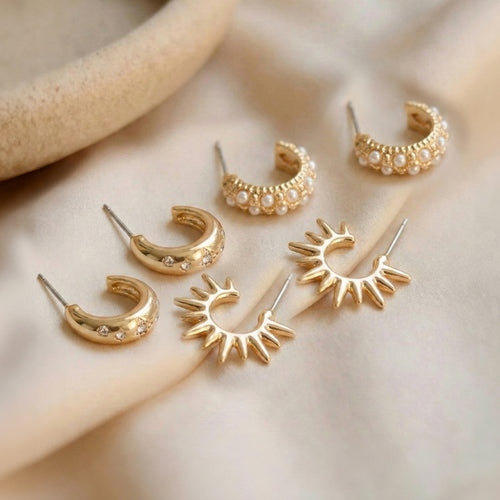 Celestial Huggie Hoop Earrings Pack of 3