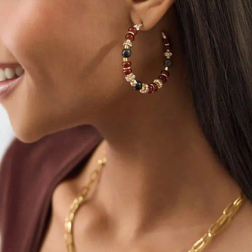 Mix Bead Hoop Earrings