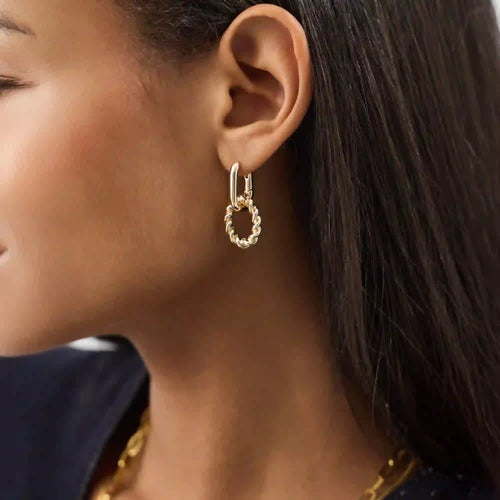 Gold Twist Link Drop Earrings