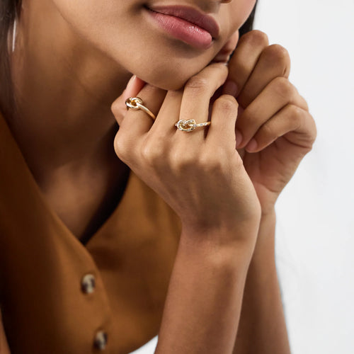 Knot Gem Rings Gold Pack of 2