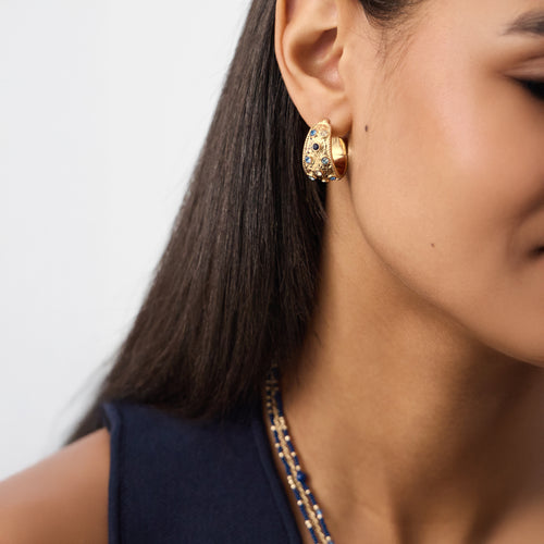 Gemstone Texture Hoop Earrings