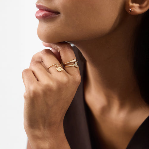 Sun Charm Rings Gold Pack of 3