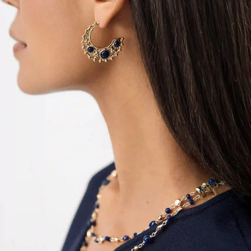Textured Crescent Moon Hoop Earrings