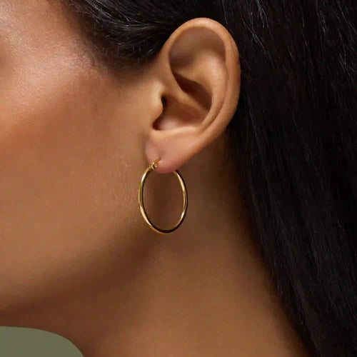 Waterproof Medium Stainless Steel Hoop Earrings