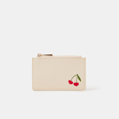 Cherry Embroidered Card Holder