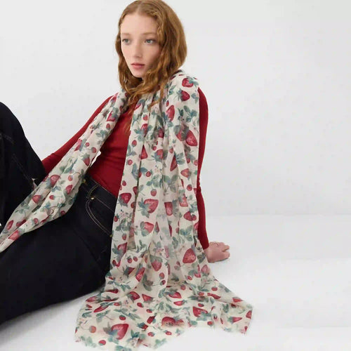 Lightweight Strawberry Print Scarf