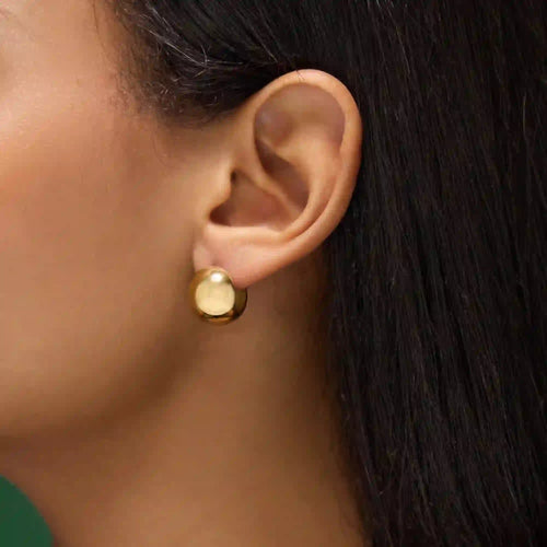 Waterproof Stainless Steel Orb Hoop Earrings