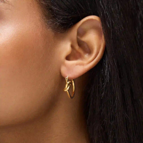Waterproof Stainless Steel Knot Hoop Earrings