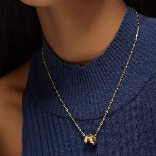 Waterproof Stainless Steel Double Bead Pendant Necklace