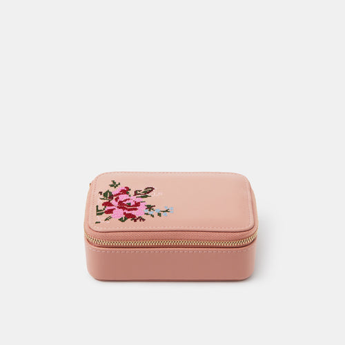 Small Floral Embroidered Jewellery Box