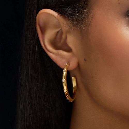 Waterproof Large Stainless Steel Star Hoop Earrings