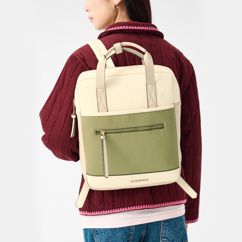 Faux Leather Backpack Khaki