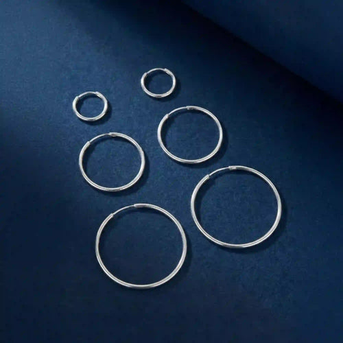 925 Sterling Silver Hoop Earrings Pack of 3