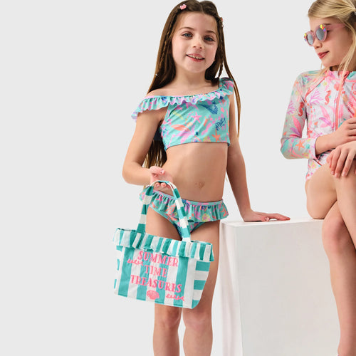 Girls Summer Time Stripe Tote Bag