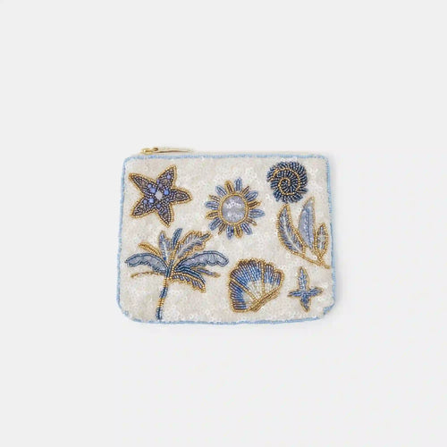 White Beach Sequin Pouch