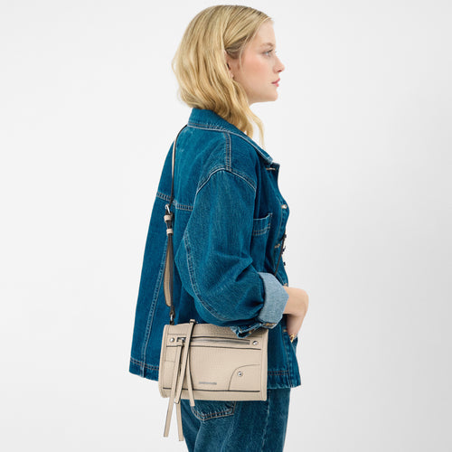 Faux Leather Crossbody Bag Cream