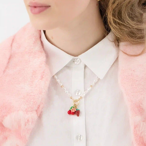 Fruit Cluster Charm Pearl Necklace