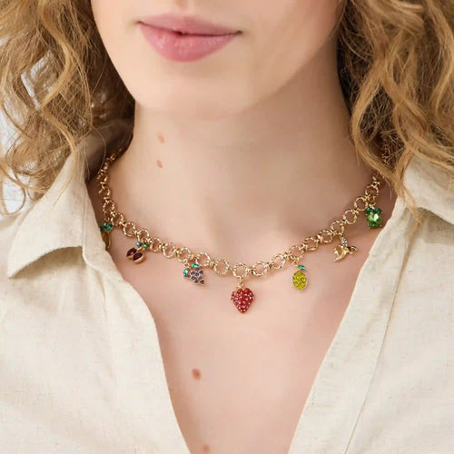 Diamanté Fruit Charm Necklace