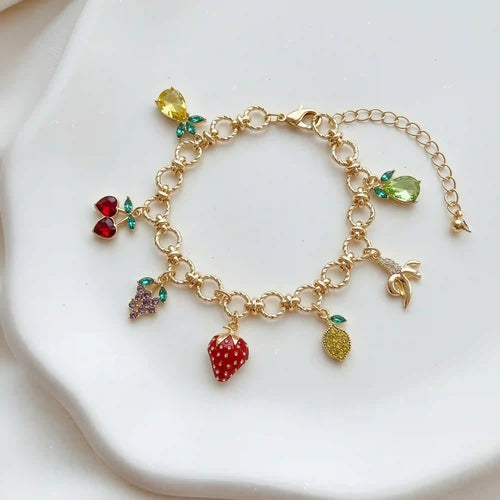 Diamanté Fruit Charm Bracelet