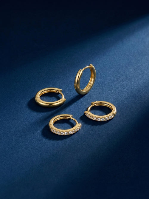 14k Gold-Plated Claw Clicker Hoop Earrings Pack Of 2