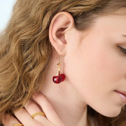 Cherry Resin Drop Earrings