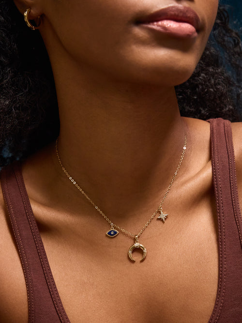 14k Gold-Plated Evil Eye Charm Necklace