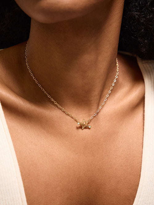 14k Gold-Plated Star T-Bar Necklace