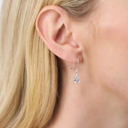 925 Sterling Silver Stone Teardrop Earrings