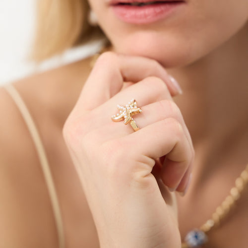 Pearl Starfish Ring Cream