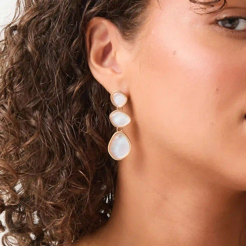 Mother of Pearl Triple Drop Earrings