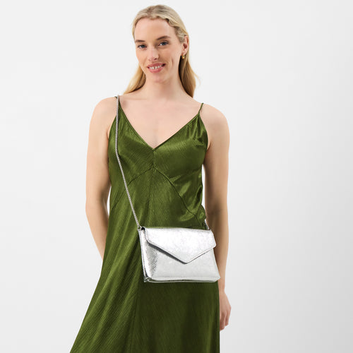 Metallic Envelope Crossbody Bag Silver