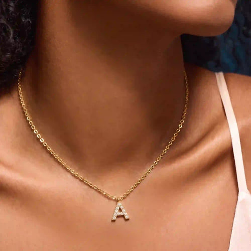 14k Gold-Plated Stone Initial (A) Pendant Necklace Gold