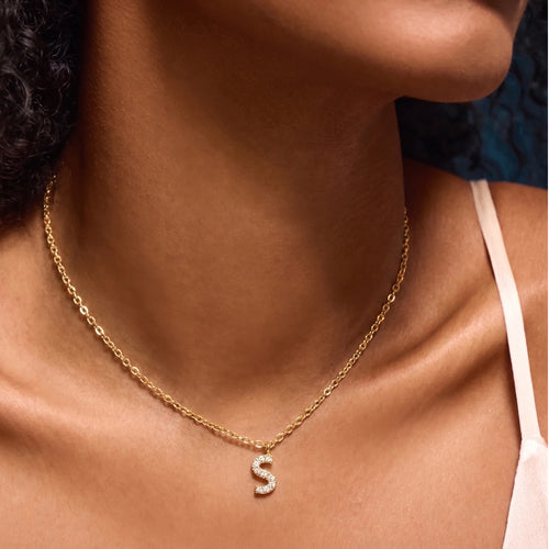 14k Gold-Plated Stone Initial (s) Pendant Necklace Gold