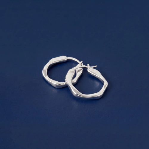 Sterling Silver-Plated Chunky Molten Hoop Earrings