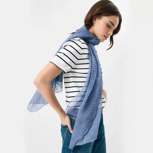 Lightweight Wave Stitch Scarf Blue